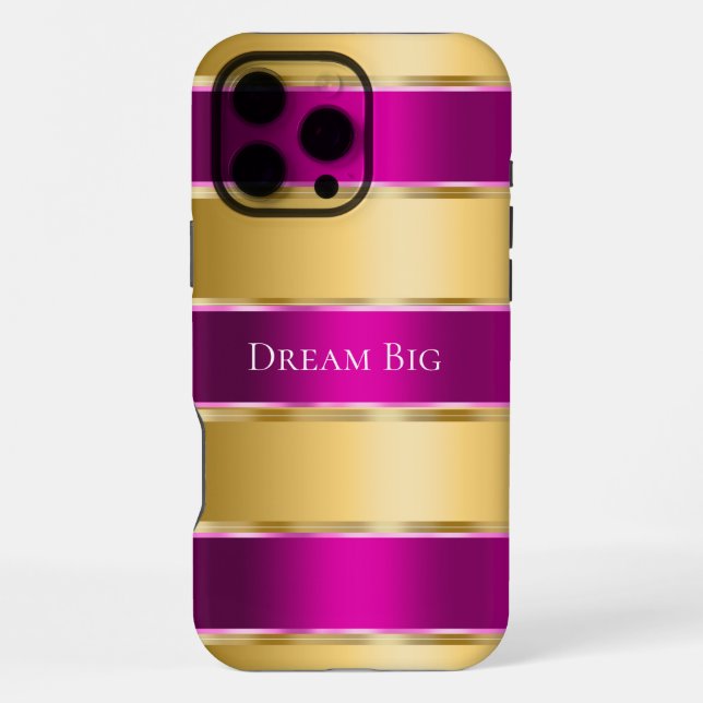 Coque iPhone Ruban rose chic Glam Gold  (Verso)