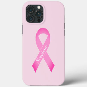 Etui iPhone 13 Pro Max Ruban rose personnalisé pour la sensibilisation au