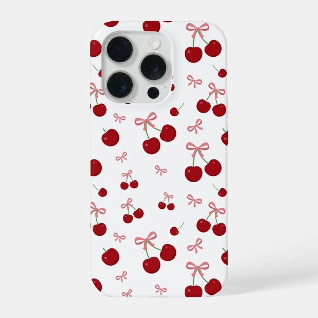 Coque iPhone Ruban rouge de cerise motif sans couture Desi de f (Verso)