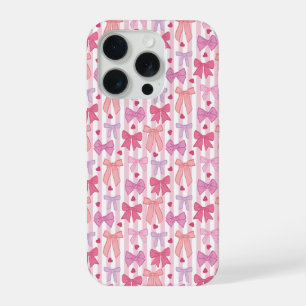 Coque iPhone 15 Pro Rubans et rayures pastel féminins