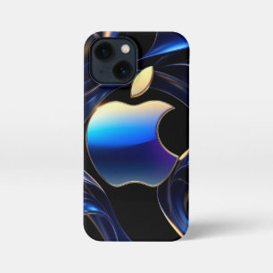 Etui iPhone 13 Mini Rubans liquides métalliques Luxe Pomme d'or Élégan