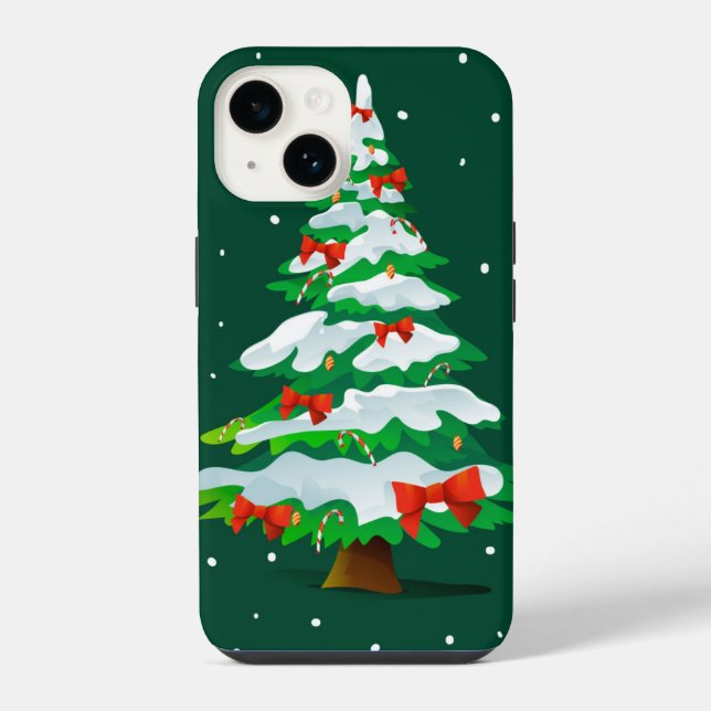 Coque iPhone Rubans Rouges de Sapin de Noël (Verso)