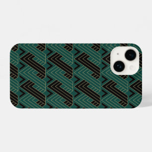 Coque Pour iPhone 14 Rubans verts Motif Art déco