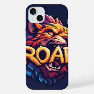 Coque iPhone 15 Plus Rugissement de Lion Féroce Ar Coloré Motivant