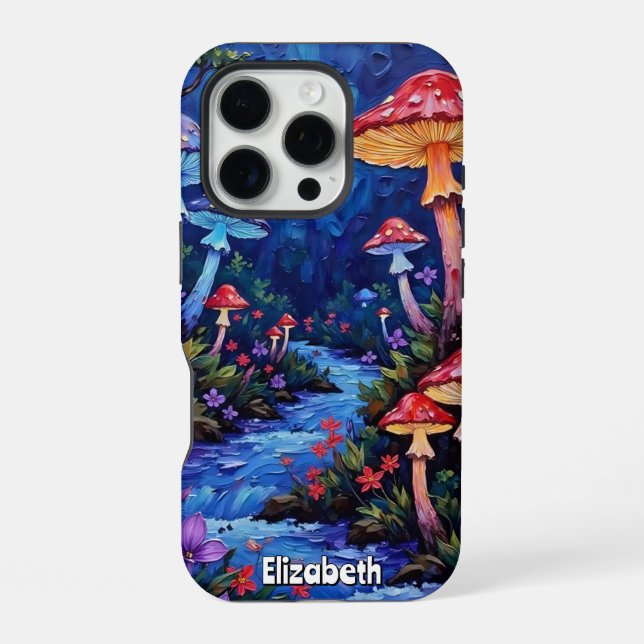 Coque iPhone Ruisseau de champignons mystiques (Verso)