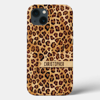 Etui iPhone 13 Rustic Empreinte de léopard Skin Ajouter un nom