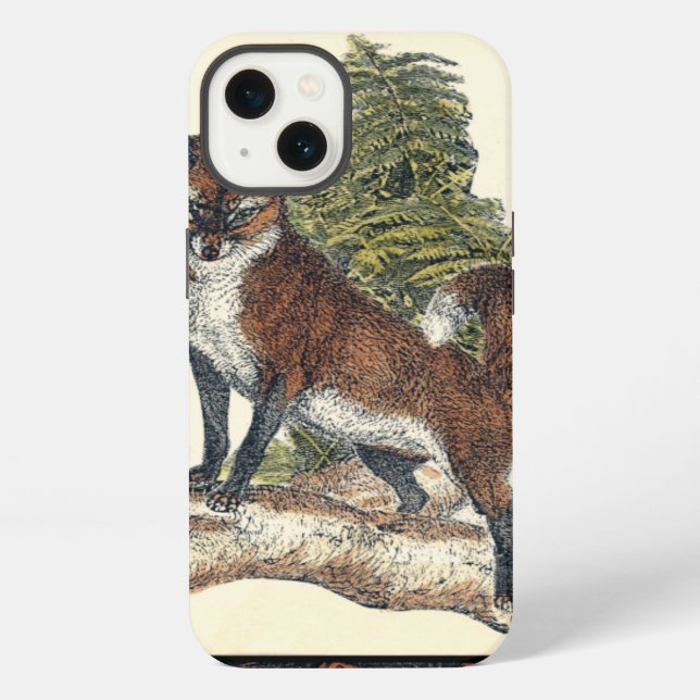 Coque iPhone Rustic Fox Stepping on a Tree Trunk (Verso)