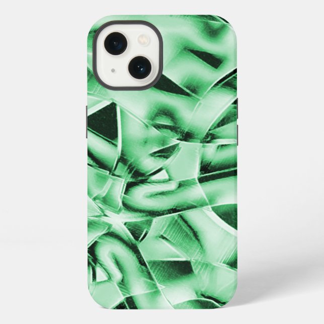 Coque iPhone Rustique ou non, découpage entrelacé blanc vert bi (Verso)
