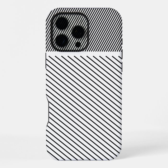 Coque iPhone Rythme diagonal en noir et blanc (Verso)