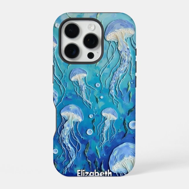 Coque iPhone Rythmes océaniques : Méduses à la dérive (Verso)