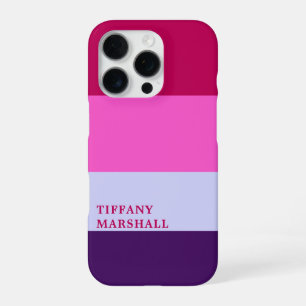 Coque iPhone 16 Pro Sac fourre-tout à rayures roses et violettes