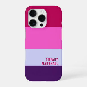 Coque iPhone 16 Pro Sac fourre-tout Motif à rayures roses et violettes