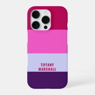 Coque iPhone 16 Pro Sac fourre-tout Motif à rayures roses et violettes