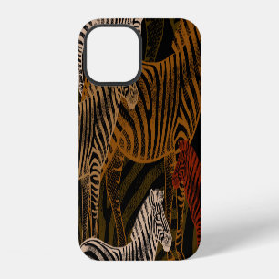 Coque iPhone 12 Safari africain : Design vintage zèbre