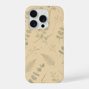Coque iPhone 15 Pro Sage Botanique Eucalyptus Fleur Pressée Minimalist
