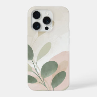 Coque iPhone 15 Pro Sage Botanique Minimaliste Abstrait Calme Neutre