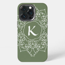 Sage Green Mandala Monogramme Moderne Simple Perso