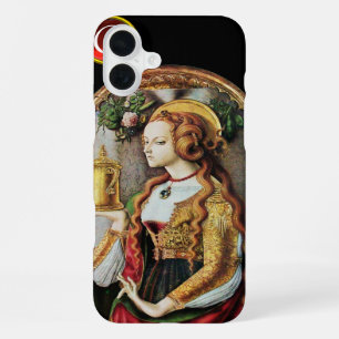 Coque iPhone 16 Plus SAINT MARY MAGDALENE Ruby Gem Monogramme, Noir
