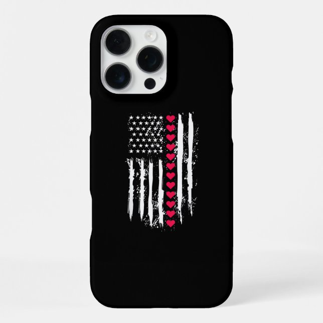 Coque iPhone Saint-Valentin Cœurs Rouges Drapeau Américain US P (Verso)