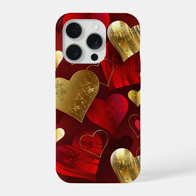 Coque iPhone Saint-Valentin dorés et rouges (Verso)