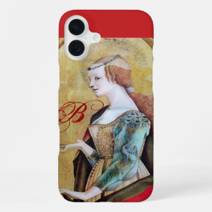 Coque iPhone 16 Plus SAINTE MARIE-MADELEINE MONOGRAMME Or Jaune ,Rouge