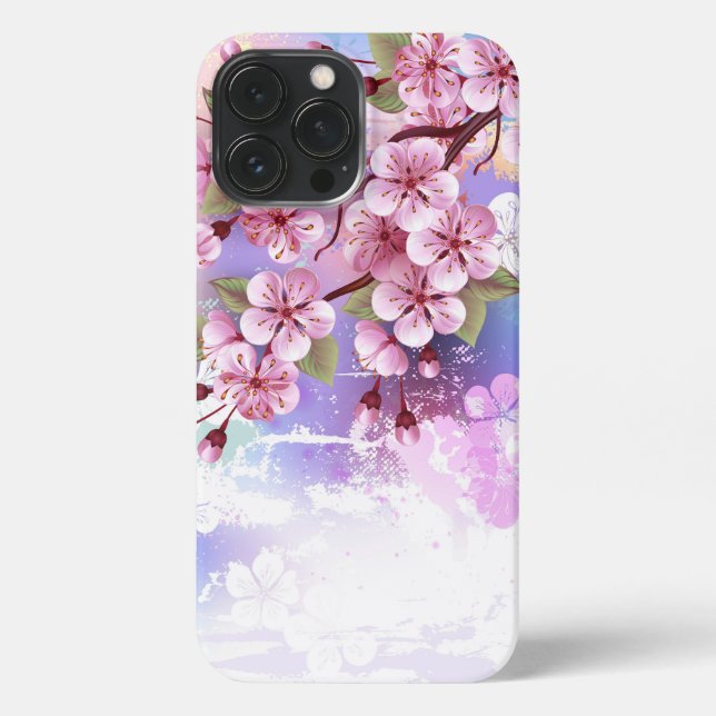Coque iPhone Sakura rose sur la peinture Arrière - plan (Verso)