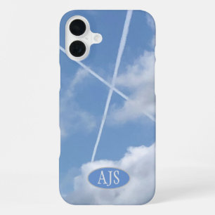Coque iPhone 16 Plus Saltire écossais dans des traînées d'avion dans le