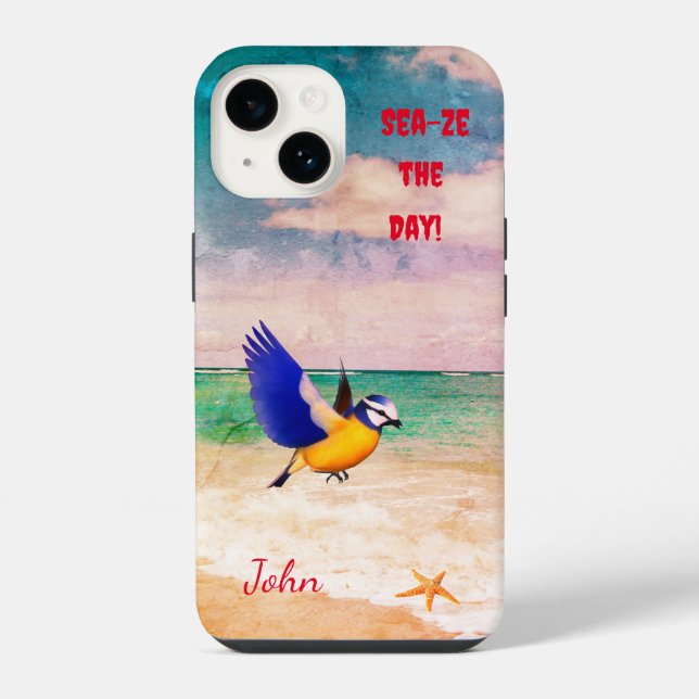 Coque iPhone Sandy Beach Bird Sea Starfish (Verso)