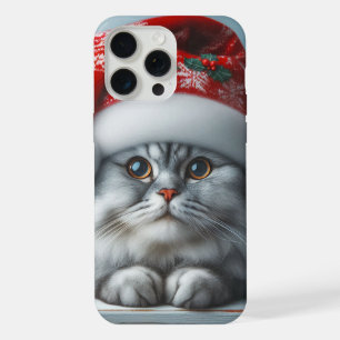 Coque iPhone 15 Pro Max Santa Claws arrive en ville - Chat Kitty festif