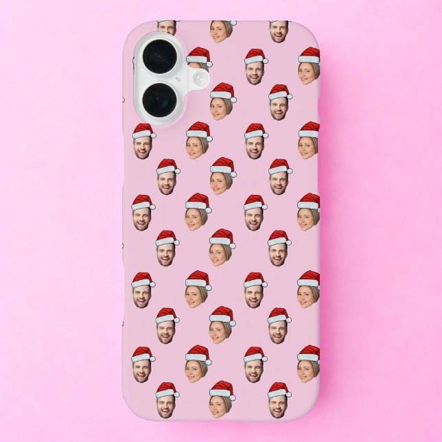 Coque iPhone Santa Hat Personnalisé Visage 2 Photo Cadeau de No (Créateur téléchargé)