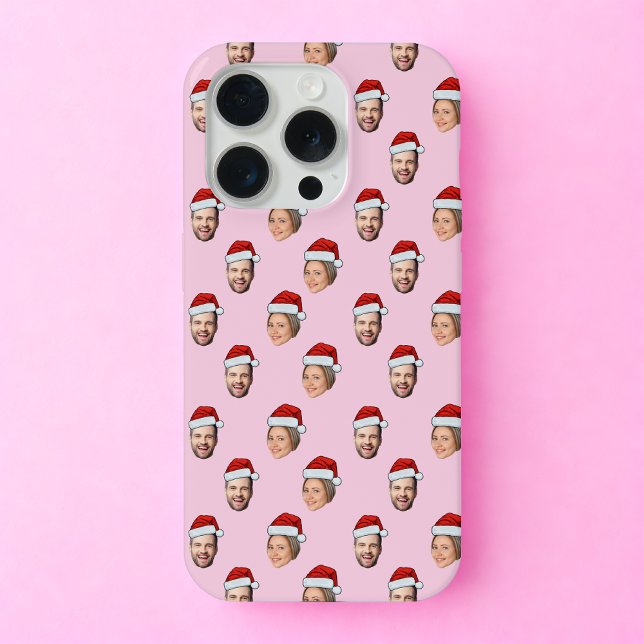 Coque iPhone Santa Hat Personnalisé Visage 2 Photo Cadeau de No (Créateur téléchargé)
