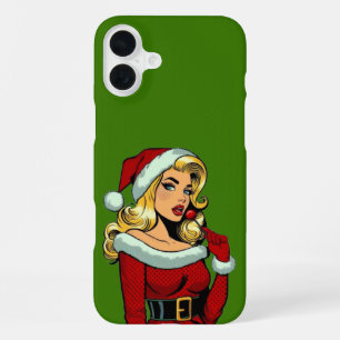 Coque iPhone 16 Plus Santa Pinup : Glamour Pop Art
