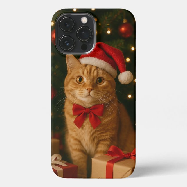 Coque iPhone Santa Ribbon Cat iPhone 13 Pro Max Case (Verso)