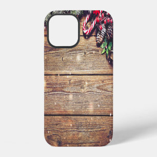 Coque iPhone 12 Sapin de Noël : Décoration en bois foncé
