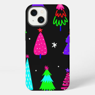 Etui iPhone 13 sapin de noël noir pop art coloré