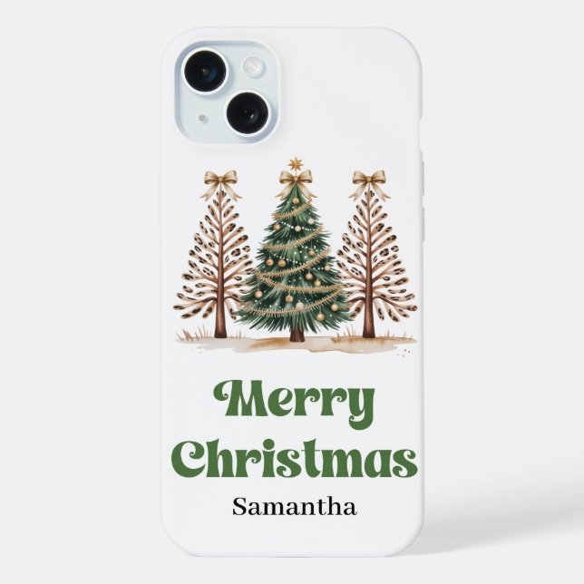 Coque iPhone Sapins de Noël à impression léopard bizarre nom pe (Verso)