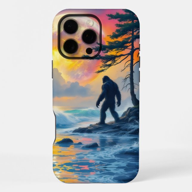 Coque iPhone Sasquatch Standing on an Ocean Shore (Verso)
