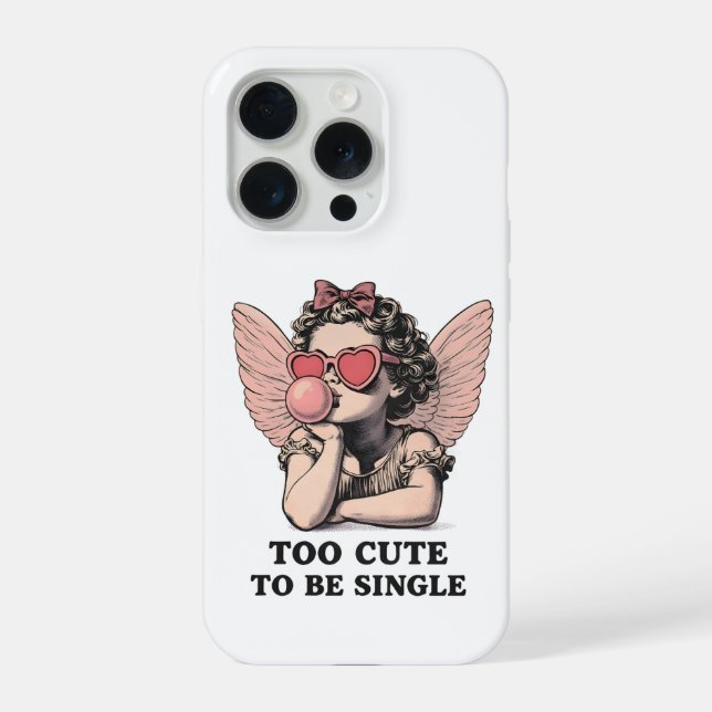Coque iPhone Sassy Dreamscape Cherub – "Too Cute To Be Single" (Verso)