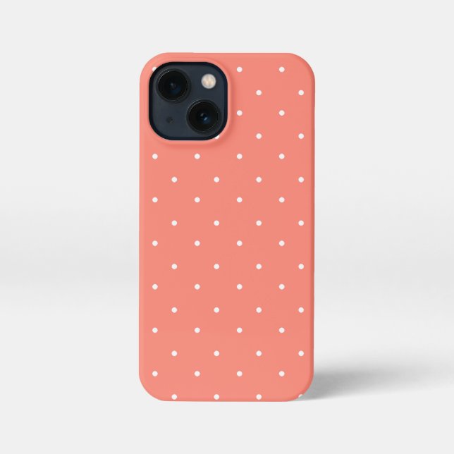 Coque iPhone Saumon et Pois blancs (Verso)