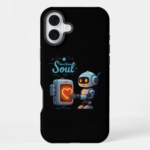 Coque iPhone 16 Plus Sauvez votre âme mignonne Robot Holt Coeur - Futur