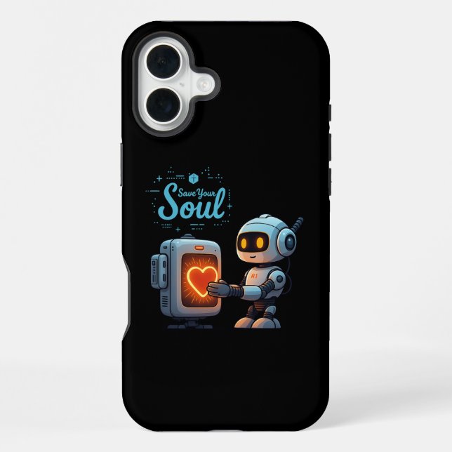 Coque iPhone Sauvez votre âme mignonne Robot Holt Coeur - Futur (Verso)