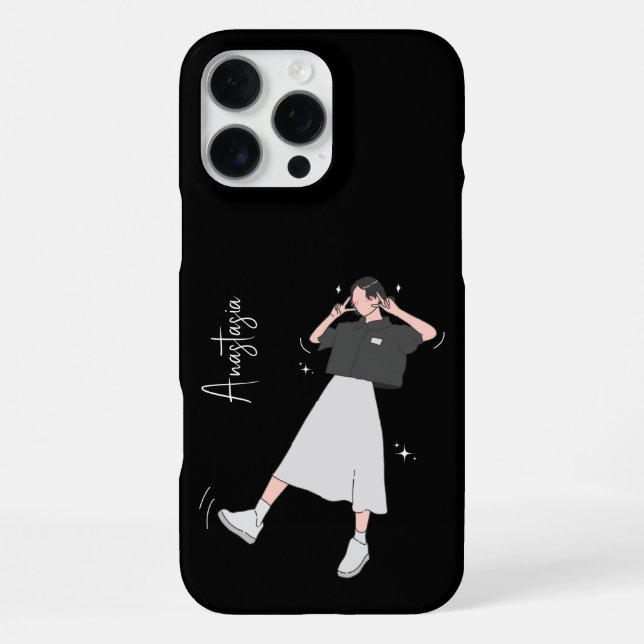 Coque iPhone "Say Cheese" Aesthétique fille personnalisable (Verso)