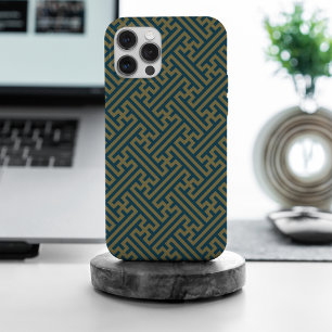Coque iPhone 15 Pro Max Sayagata motif, japonais, or et bleu marine