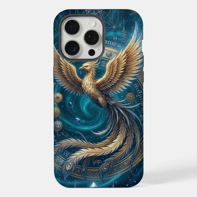 Coque iPhone Sceau de Phénix Saphir Céleste (Verso)