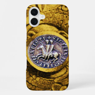 Coque iPhone 16 Plus SCEAU DES CHEVALIERS TEMPLIERS jaune or