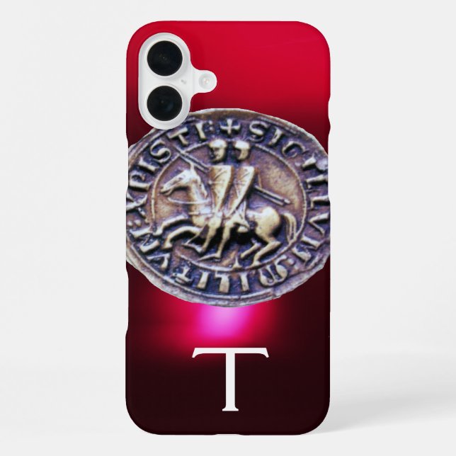 Coque iPhone SCEAU DES TEMPLIERS MONOGRAMME bordeaux (Verso)