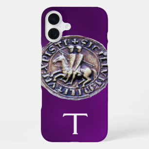 Coque iPhone 16 Plus SCEAU DES TEMPLIERS MONOGRAMME violet