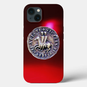 Etui iPhone 13 SCEAU DES TEMPLIERS rouge burgundy