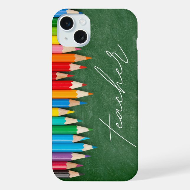 Coque iPhone Scénario pour enseignant Tableau craie Crayons (Verso)