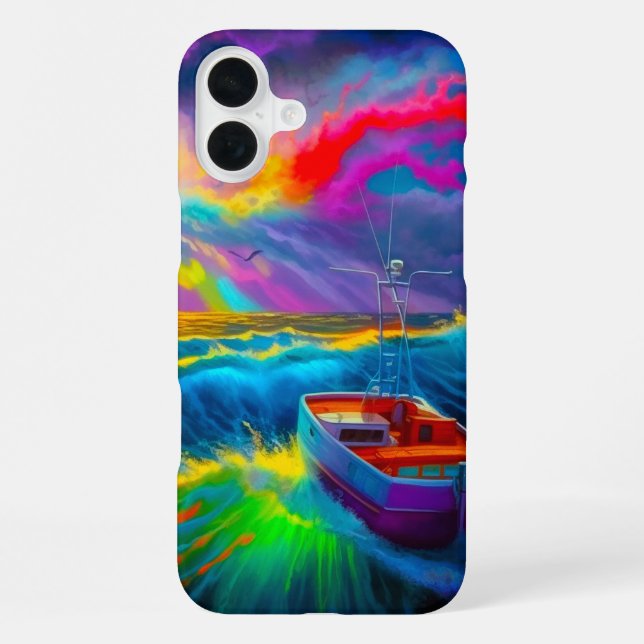 Coque iPhone Scène de bateau d'Artsy (Verso)